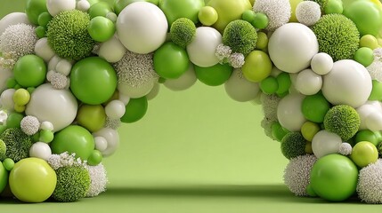 Green and white balloon arch on top, blank space below for Independence Day message