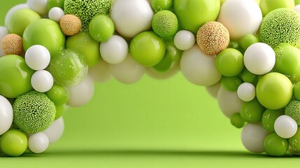 Green and white balloon arch on top, blank space below for Independence Day message