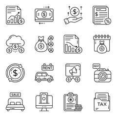Set of Passive Income Linear Icons 

