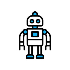 robots and ai icons  futuristic theme  blue and gr