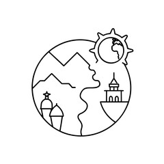 travel icons  global destinations  outline style  