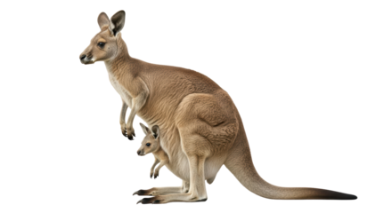 Isolated Kangaroo with Joey