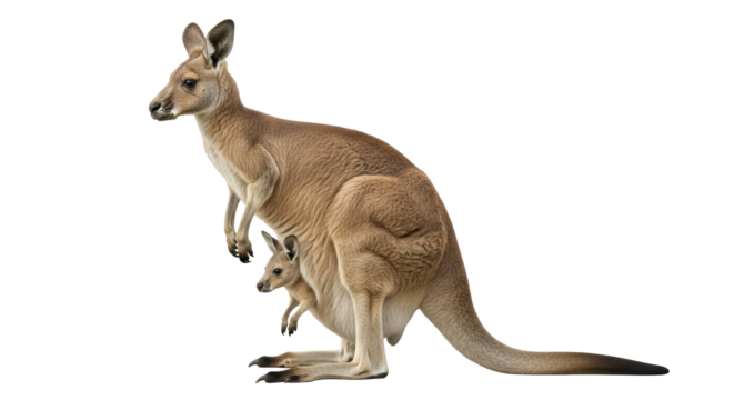 Isolated Kangaroo with Joey