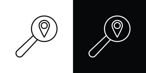 Search Location icon logo vector designs. icon set in a black and white strokes