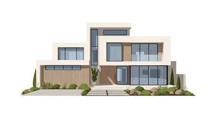 Stunning modern luxury residence with sleek architecture, expansive glass, and manicured landscaping, perfect for architectural portfolios and real estate.