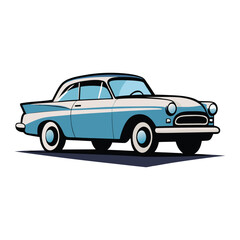 Vintage 1950s Classic Car Vector Illustration with Glossy Finish and Stylized Shadow, Retro Automobile Design, Perfect for Classic Car Enthusiasts and Vintage Themes