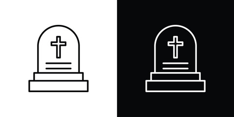 Tombstone icon logo vector designs. icon set in a black and white strokes