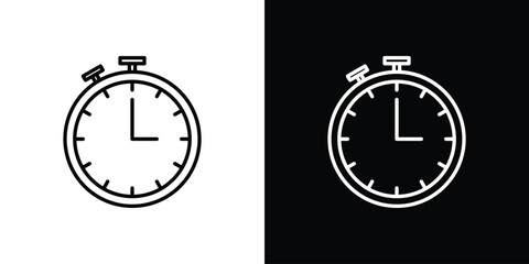 Stopwatch icon logo vector designs. icon set in a black and white strokes