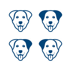 Simple Lineart Dog Breed Silhouette Face Icon Head Illustration Collection
