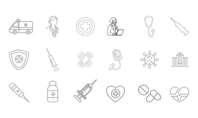 Medical healthcare line icon set. Vector Icons Collection.