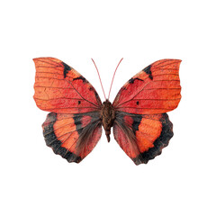 Obraz premium A vibrant, red butterfly, wings patterned with darker hues