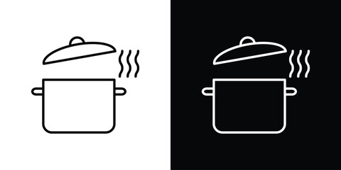 Pot icon logo vector designs. icon set in a black and white strokes