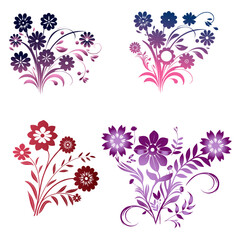 Floral design in black silhouette icon