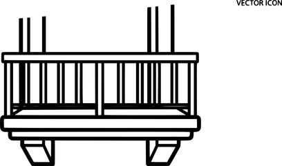 Clean vector icon of a balcony structure
