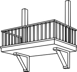Clean vector icon of a balcony structure
