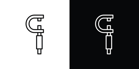 Micrometer icon logo vector designs. icon set in a black and white strokes