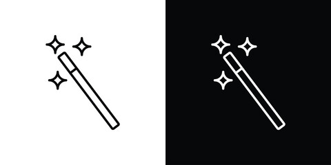 Magic wand icon logo vector designs. icon set in a black and white strokes