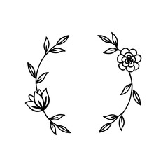  classic monochrome floral frame with hand sketche