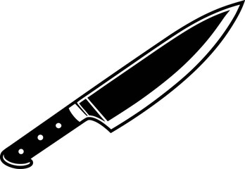 Chef's Knife Modern Outline Vector Black and White