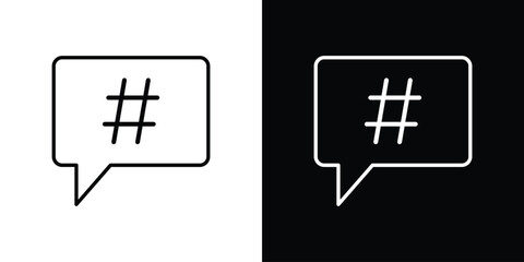 Hashtag icon logo vector designs. icon set in a black and white strokes