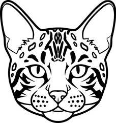Ocicat cat head front view outline icon vector
