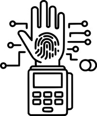 Biometric payment authentication outline icon vector
