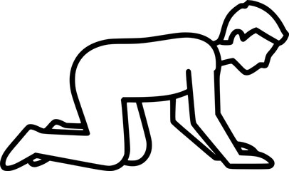 Person crawling on hands and knees outline icon vector
