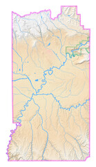 Map of the County Uintah (Utah, US) showing the isolated County with relief representation. No Lables.