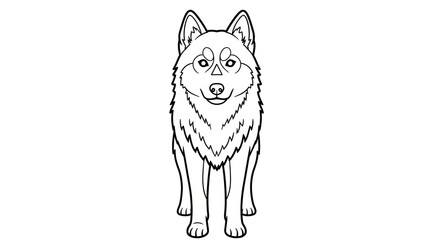 Isolated Husky Puppy Outline Drawing