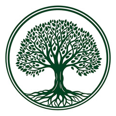 Green tree of life symbol isolated on transparent background