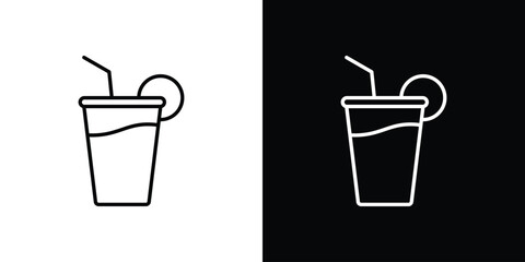 Drink icon logo vector designs. icon set in a black and white strokes