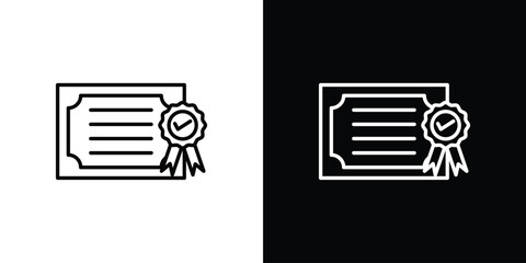 Diploma icon logo vector designs. icon set in a black and white strokes