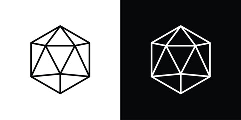 Dice d20 icon logo vector designs. icon set in a black and white strokes