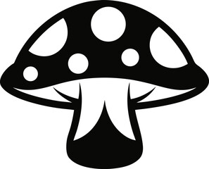 Glowing Mushroom Fantasy Icon Vector Black and White