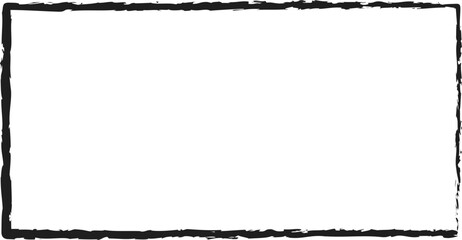 Rough textured black square border frame with jagged edges silhouette