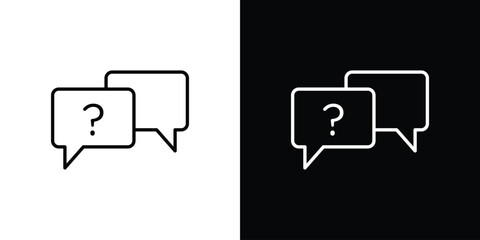 Comment question icon logo vector designs. icon set in a black and white strokes