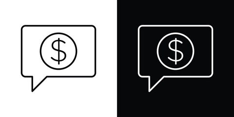 Comment dollar icon logo vector designs. icon set in a black and white strokes