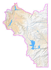 Map of the County Wasatch (Utah, US) showing the isolated County with relief representation. No Lables.