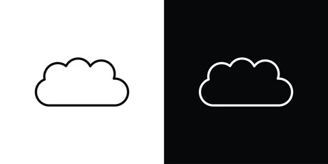 Cloud icon logo vector designs. icon set in a black and white strokes
