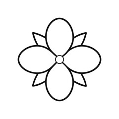 Outline of flower with five petals shown in flat minimalist botanical vector design style