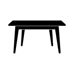 Flat silhouette of basic wooden dining table in clean modern home furniture vector style