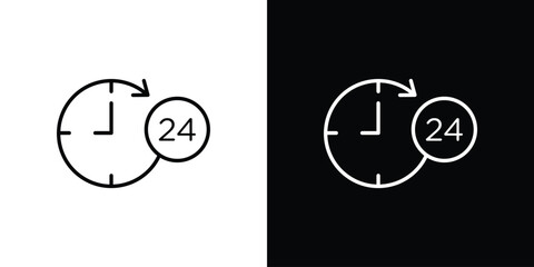 24 Hrs icon logo vector designs. icon set in a black and white strokes