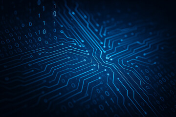 Cybernetic Circuitry Grid &ndash; Abstract Tech Blueprint in Blue Glow