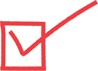 Red checkmark inside a square box indicating completion or success silhouette