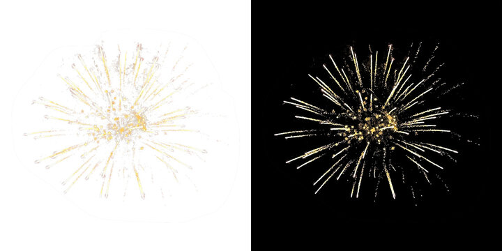 Festive fireworks on a transparent background. New Year's Eve, Christmas.