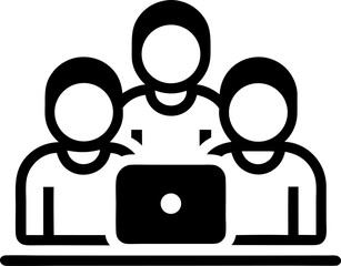 Study Group Online Meeting Icon Line Art Vector Illustration
