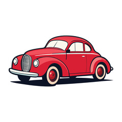 Classic 1940s Coupe Car Illustration in Parking Pose with Clean Colors – Retro Vintage Auto Vector Art for Automotive, Collectors, and Nostalgic Design Projects