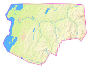 Map of the County Franklin (Vermont, US) showing the isolated County with relief representation. No Lables.