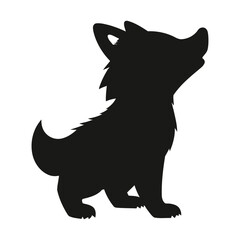 Silhouette of a Howling Puppy or Wolf Cub