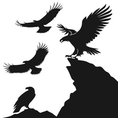 Black Silhouette Flying Bat Positions Wings Op